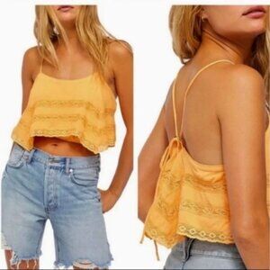 Free People Home Again Cami Tank in Orange Lace Small NWT